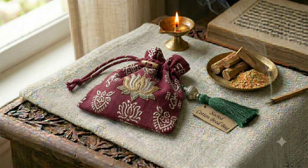 Embroidered Bead Bag Lotus