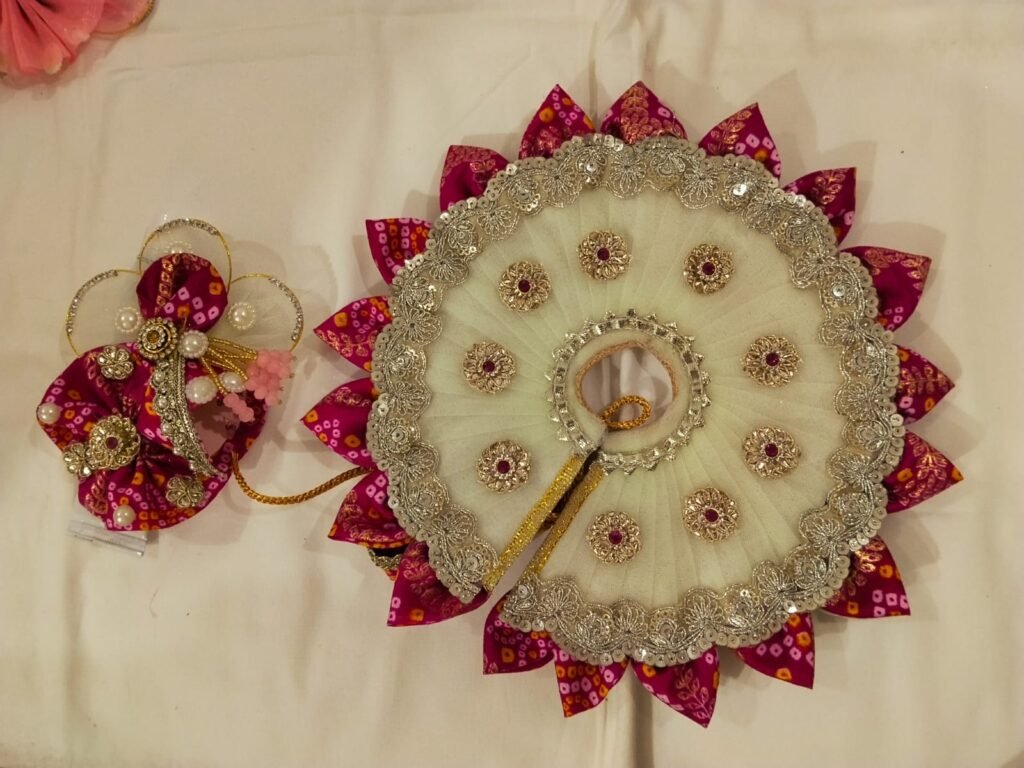 Majestic Magenta and White Bandhani Net Ladoo Gopal Poshak