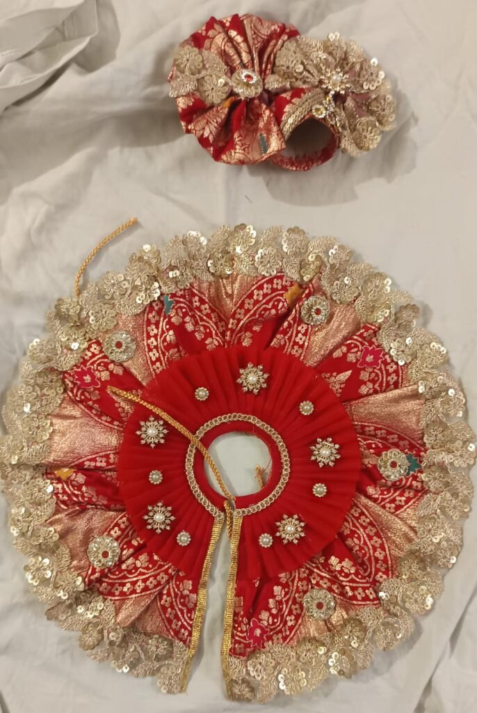 Traditional Red and Gold Brocade Designer Ladoo Gopal Poshak