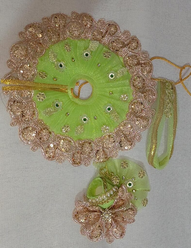 Refreshing Pistachio Green Net Ladoo Gopal Poshak