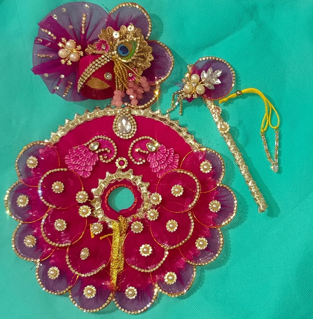 Majestic Magenta and Purple Net Designer Ladoo Gopal Poshak