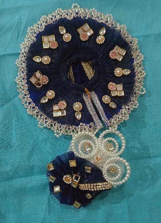 Royal Blue Velvet Ladoo Gopal Poshak with Kundan Stone Motifs