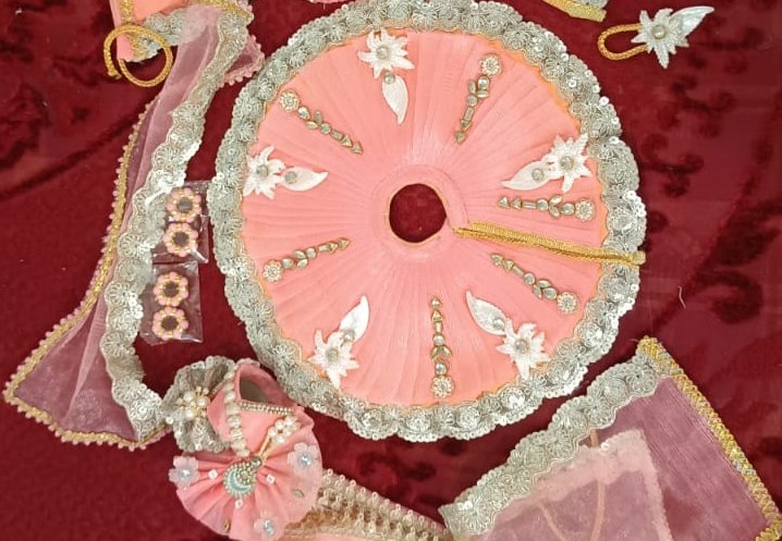 Graceful Peach Net Ladoo Gopal Poshak