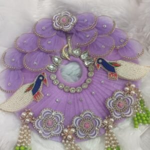 Elegant Lavender Net Ladoo Gopal Poshak with Peacock Motifs
